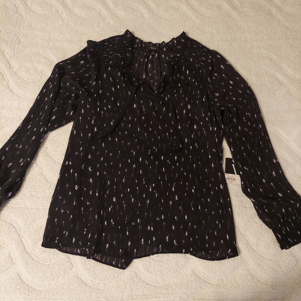 Simply Vera Vera Wang Black and White Patterned Blouse